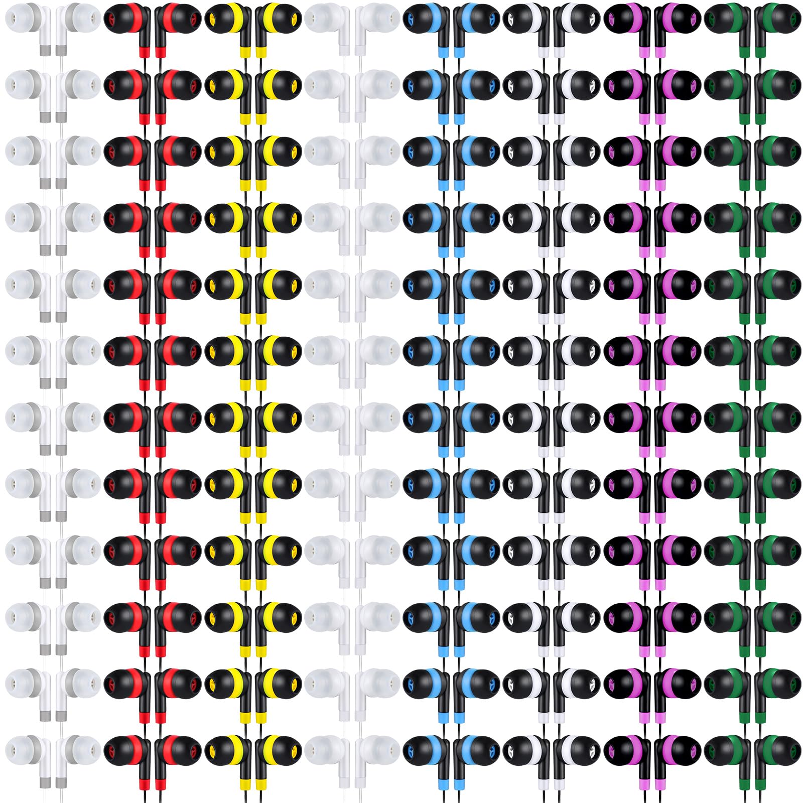 Konohan 160 Packs Bulk Earbuds with Wire Earphones Classroom Wired Headphones for Students Headphones Individually Bagged, 8 Colors Ear Buds Bulk for