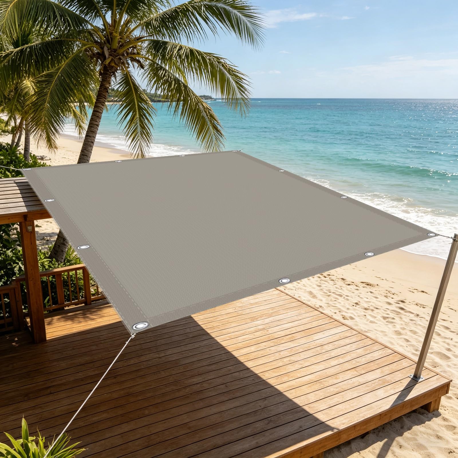 Voile d'ombrage imperméable 320x320 résistant intempéries kaki