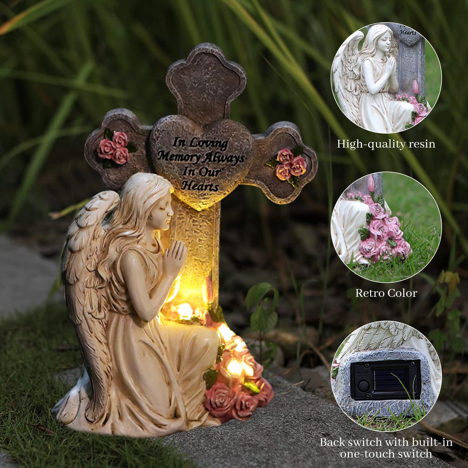 2D Hofschild Für Grabdekoration - Wetterfester Acryl-Engel Mit Nachleuchteffekt