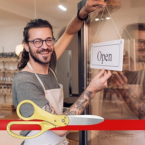 Miniatura 8 de Kit de ceremonia de corte de cinta, tijeras de corte de cinta gigantes con cinta roja, decoraciones de gran apertura para eventos especiales