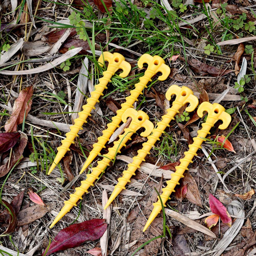 AKOAK 6 Pcs Camping Tent Awning Nail Plastic Beach Nail Screw Outdoor Travel Accessories