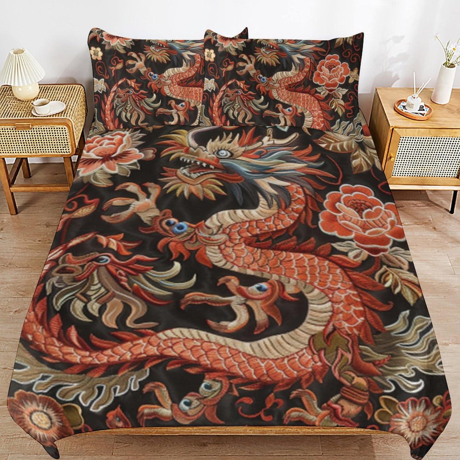Juego de cama de dragón para decorar tu dormitorio con estilo místico oriental