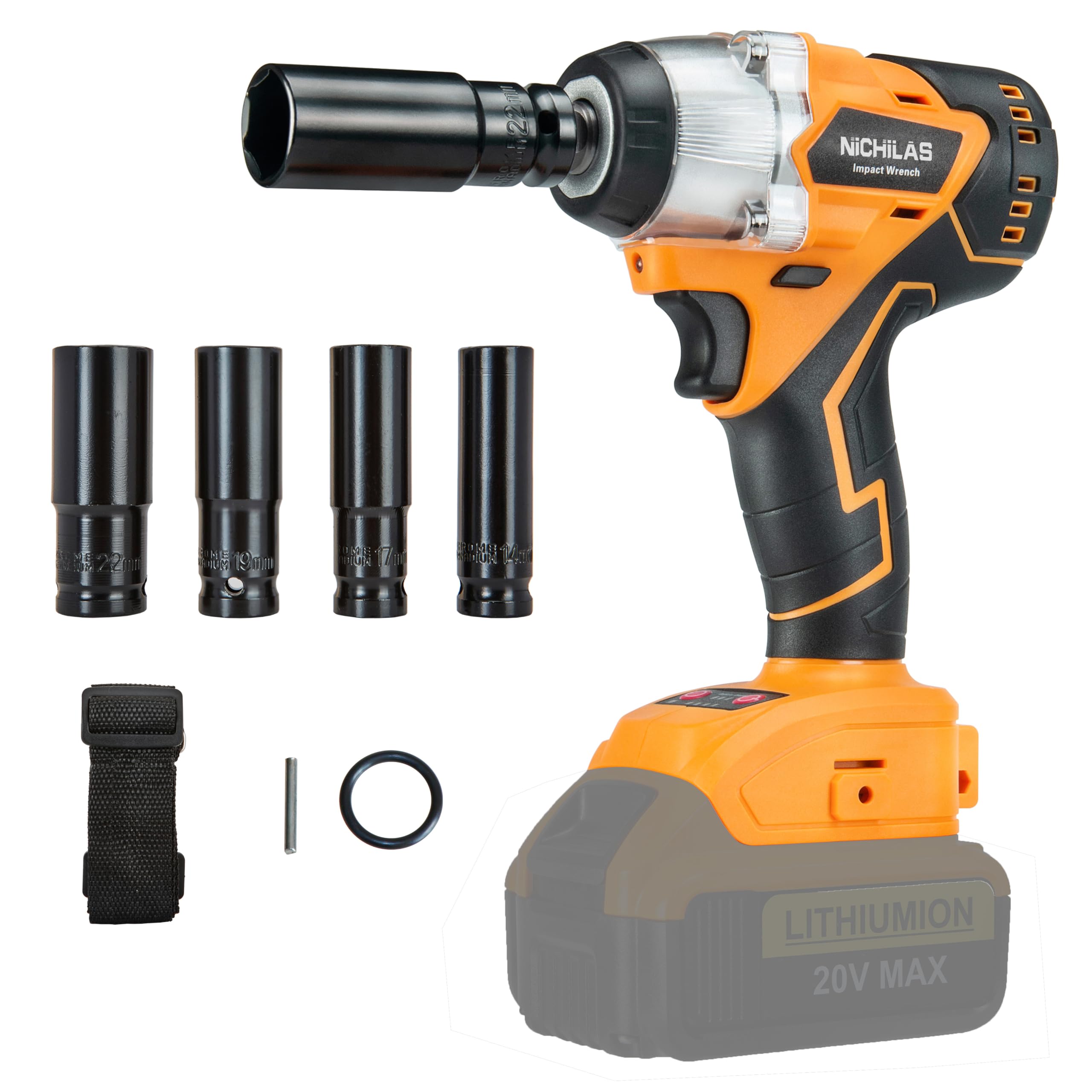 NichilasCordless Impact Wrench for DEWALT 20V Batteries, Brushless Motor  Impact Wrench Driver with IN Work Head, 420Nm Torque (NO BATTERY)