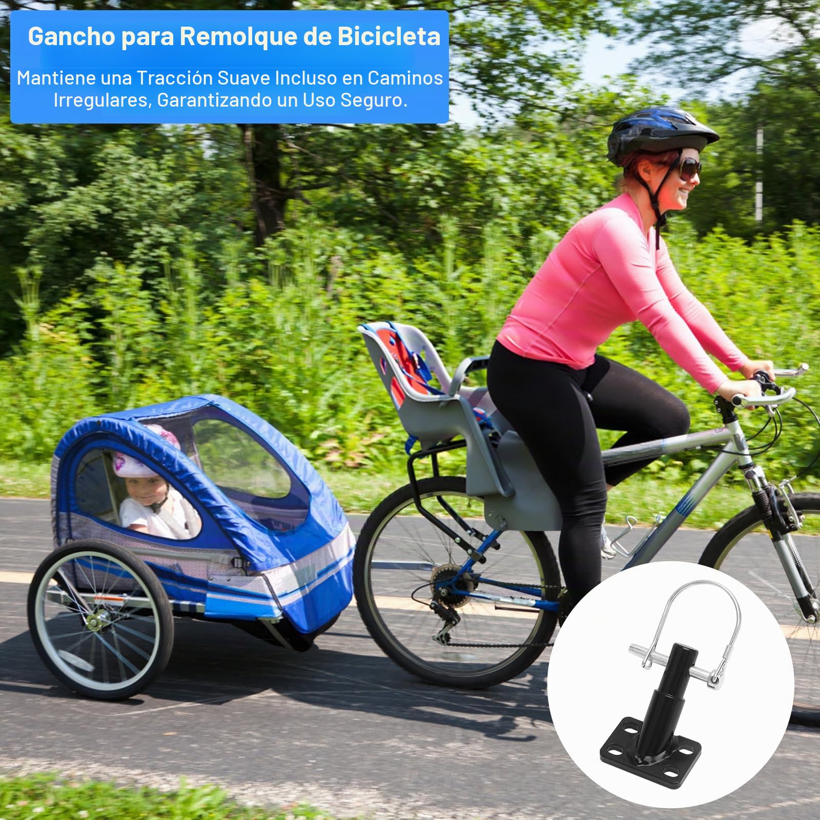 VOSSOT Conector de Remolque para Bicicleta, Enganche Universal para Bicicleta con Pasador de Seguridad, Adaptador para Remolque de Niños y Perros