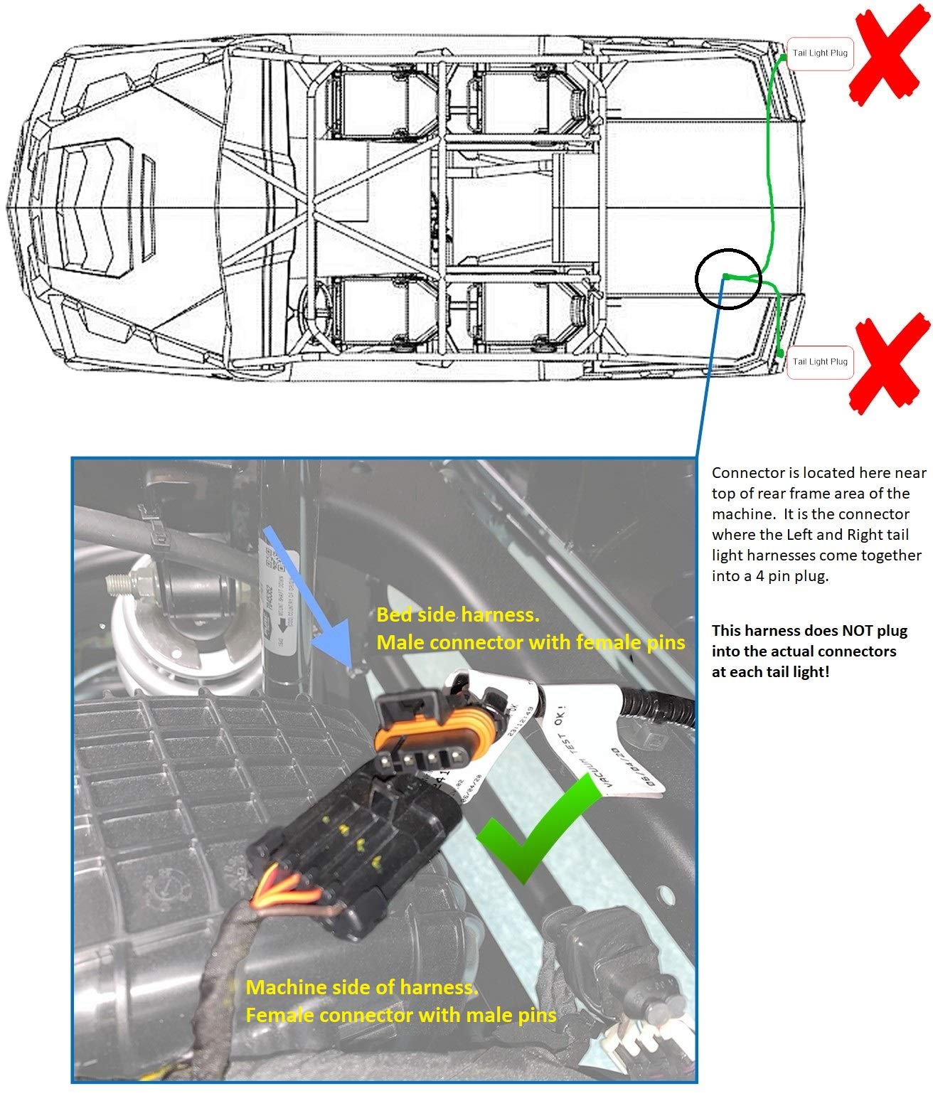 MCSADVENTURES Vertical Rocker Turn Signal Kit Integrated to Use Tail Brake Light Blinker Harness System Street Legal Kit Plug and Play for Polaris General 2 and 4 Seat 1000 XP XP4