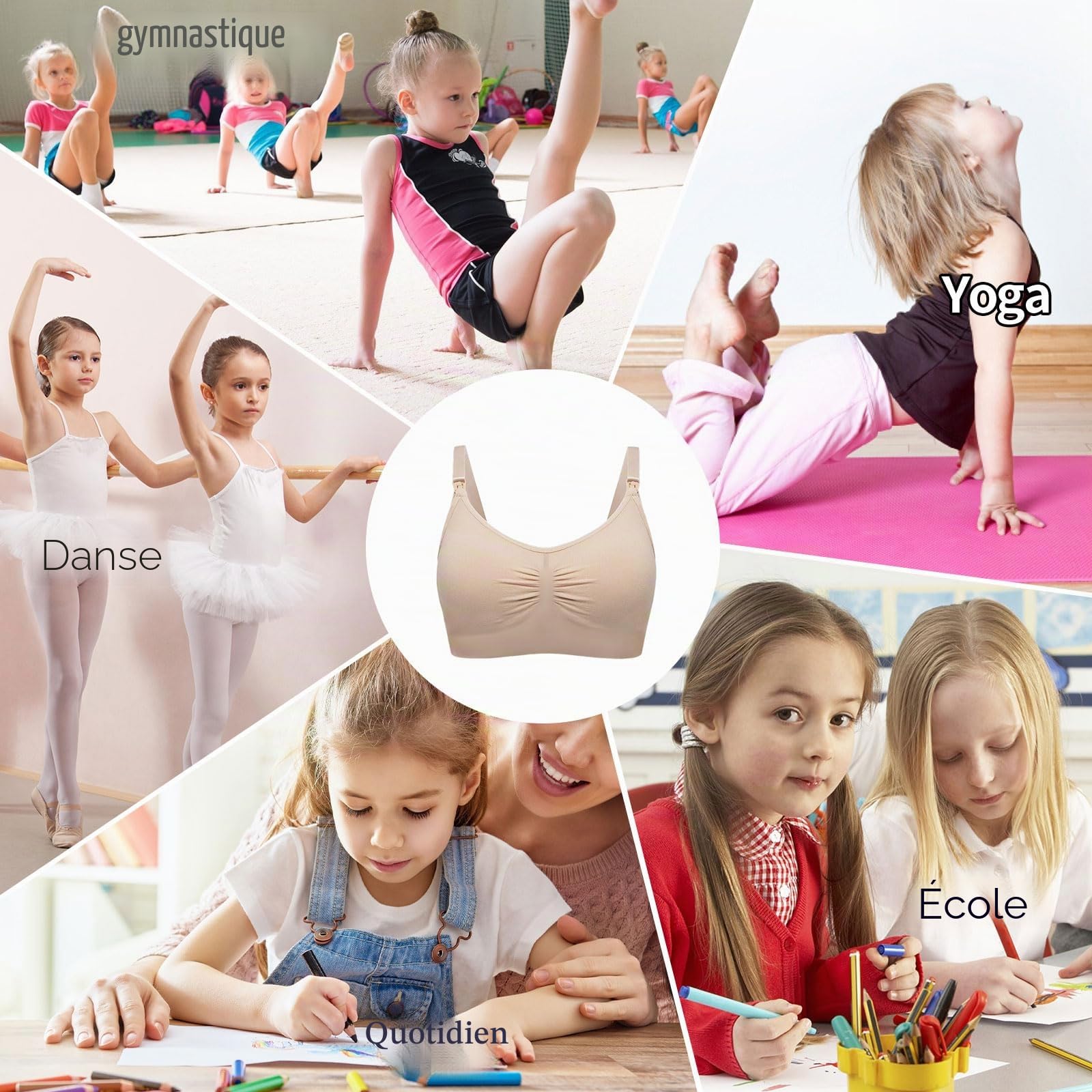 iMuchic Soutien-gorge de danse à dos transparent pour filles, soutien-gorge invisible sans coutures avec bretelles réglables