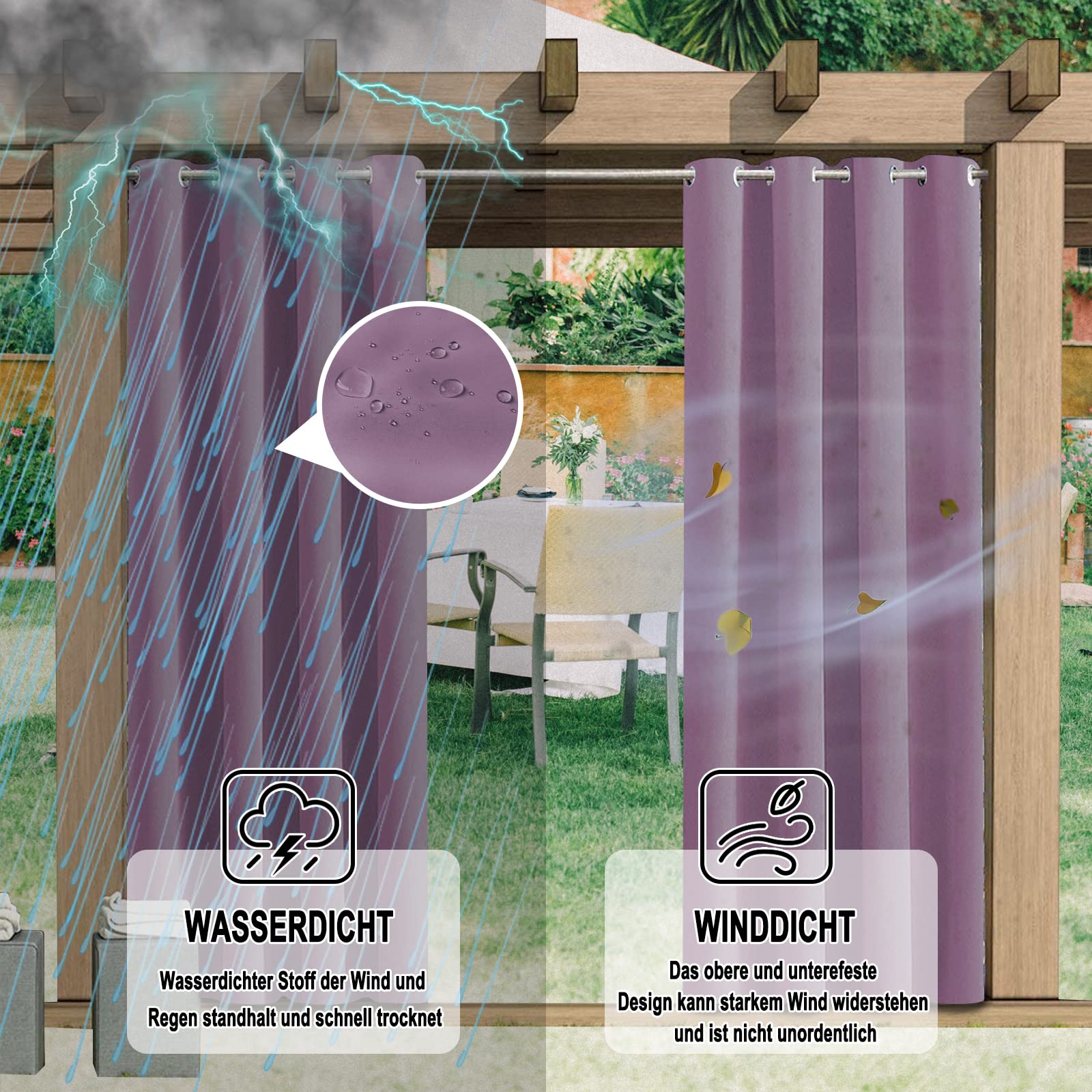 Tenda parasole per esterni, impermeabile, per balcone, patio, veranda, pergola, 241,3 x 241,3 cm, 24 colori