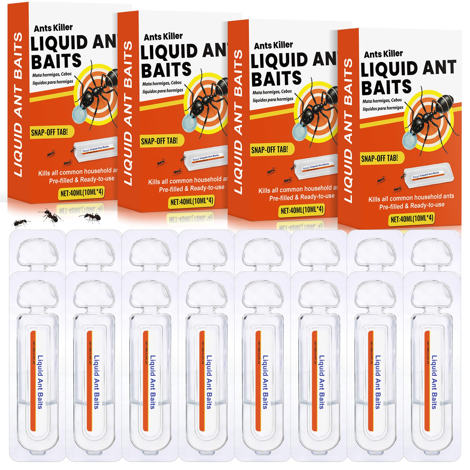 Ant Killer Bait Stations - Ant Traps Indoor Pet Safe, Liquid Bait to Eliminate Ants - Bait System - (16 x 10 ml) Stations for Effective Indoor Ant Control for Home