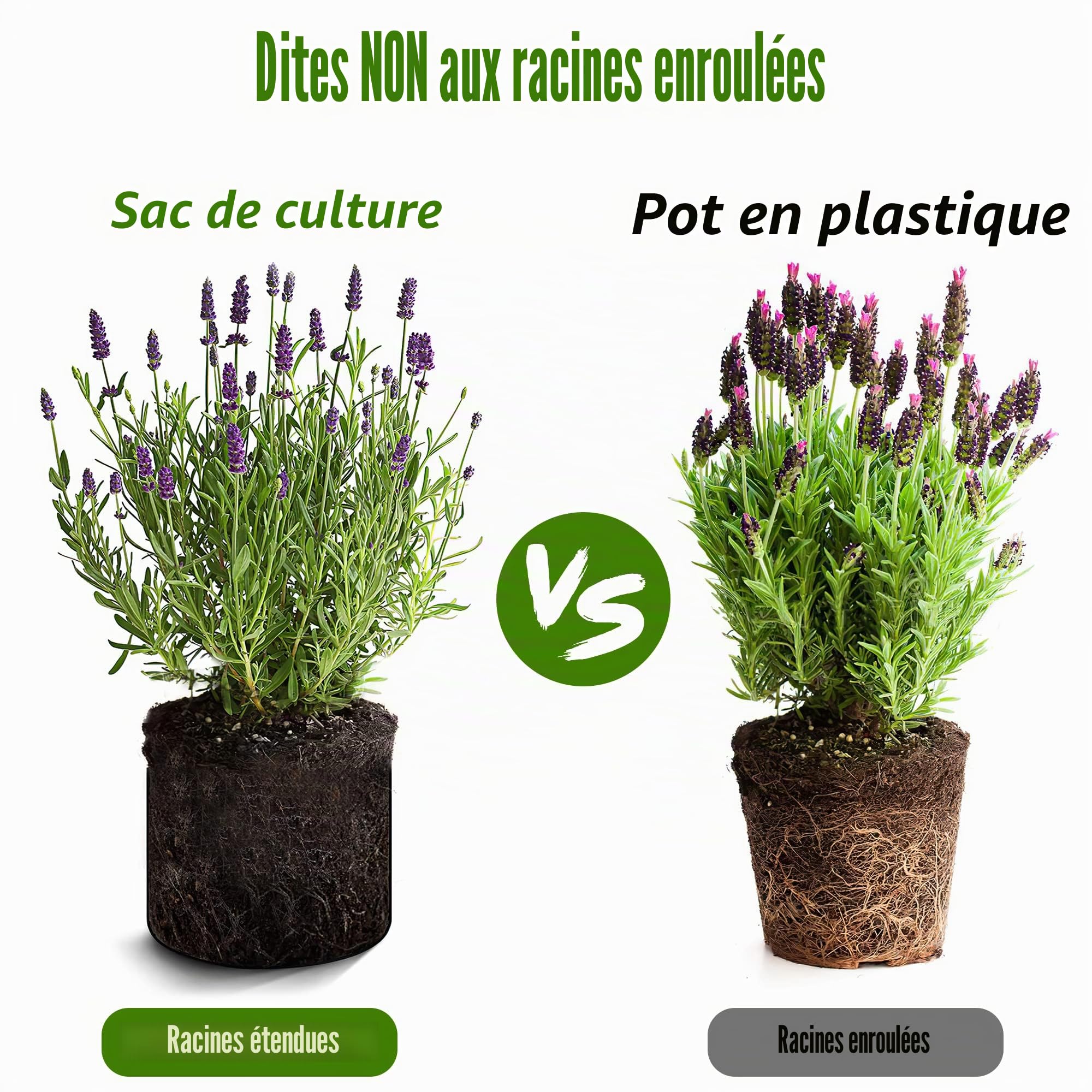 OPPOLIFE Lot de 12 Sacs de Culture pour Plantes de 10 litres, Pots en Tissu d'aération Robustes avec poignées pour Jardin et Plantation en extérieur (Noir)