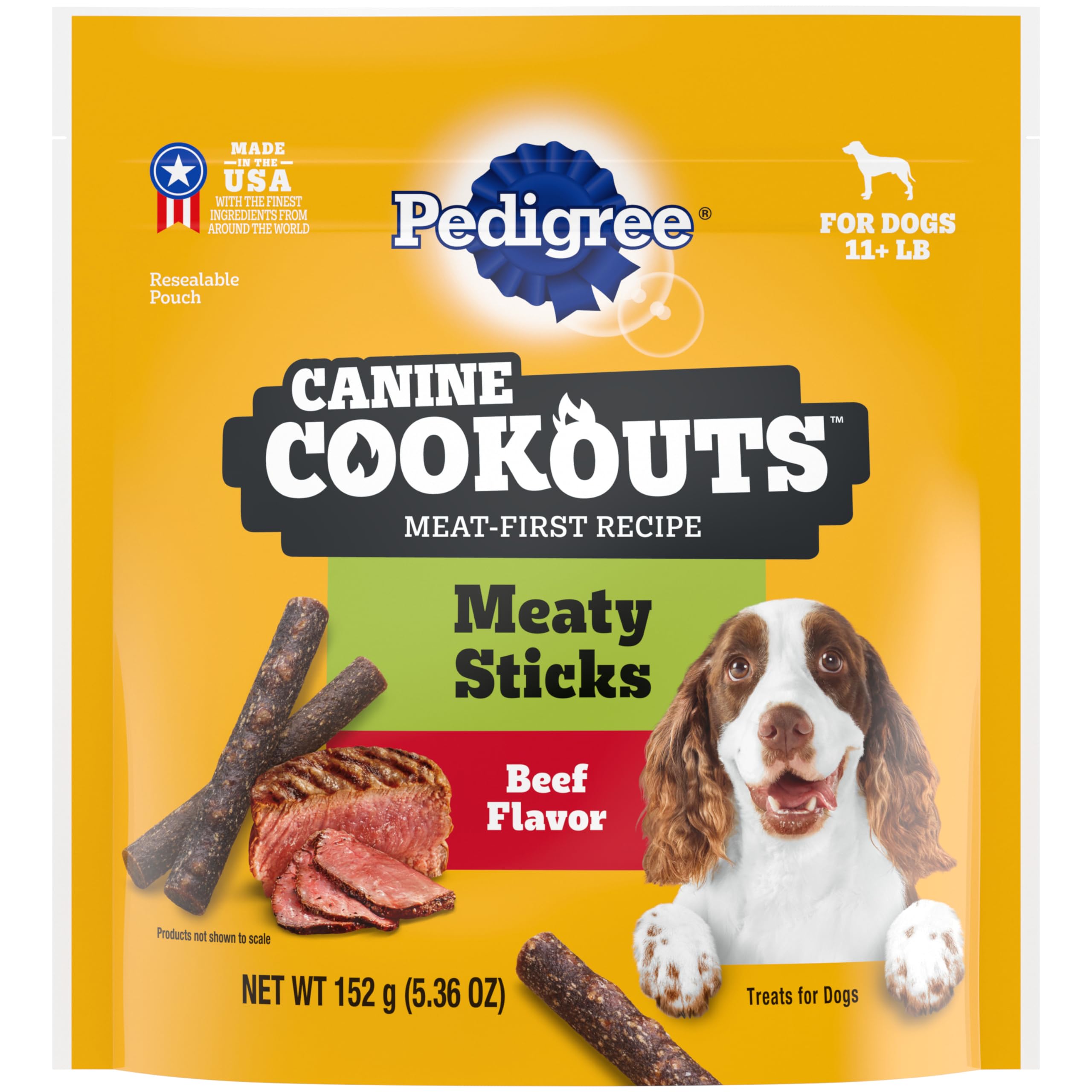 Pedigree Canine Cookout Soft Dog Treats, Beef Flavored Meaty Sticks, 5.36 oz. Bag, Pack of 7