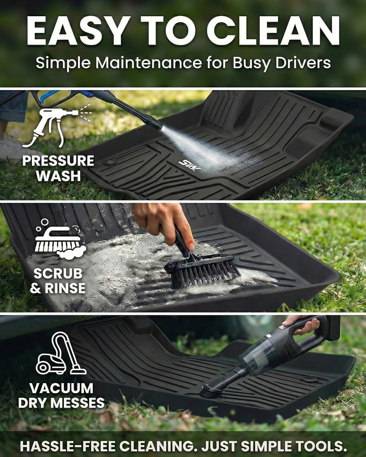 3W Floor Mats Fit for 2026 2025 2024 2023 Honda CR-V(Include Hybrid & CRV FCEV), Custom Fit Floor Liner for 1st 2nd Row Floor Liner TPE All-Weather Car Liners Black - Image 6