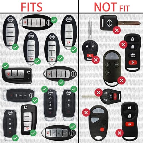 Miniatura 2 de uuam CR2032 2032 - Carcasa de repuesto para llavero remoto CR2032 2032 para Nissan (2007-2022+) 370Z Altima Armada GT-R Kicks Leaf Maxima Murano