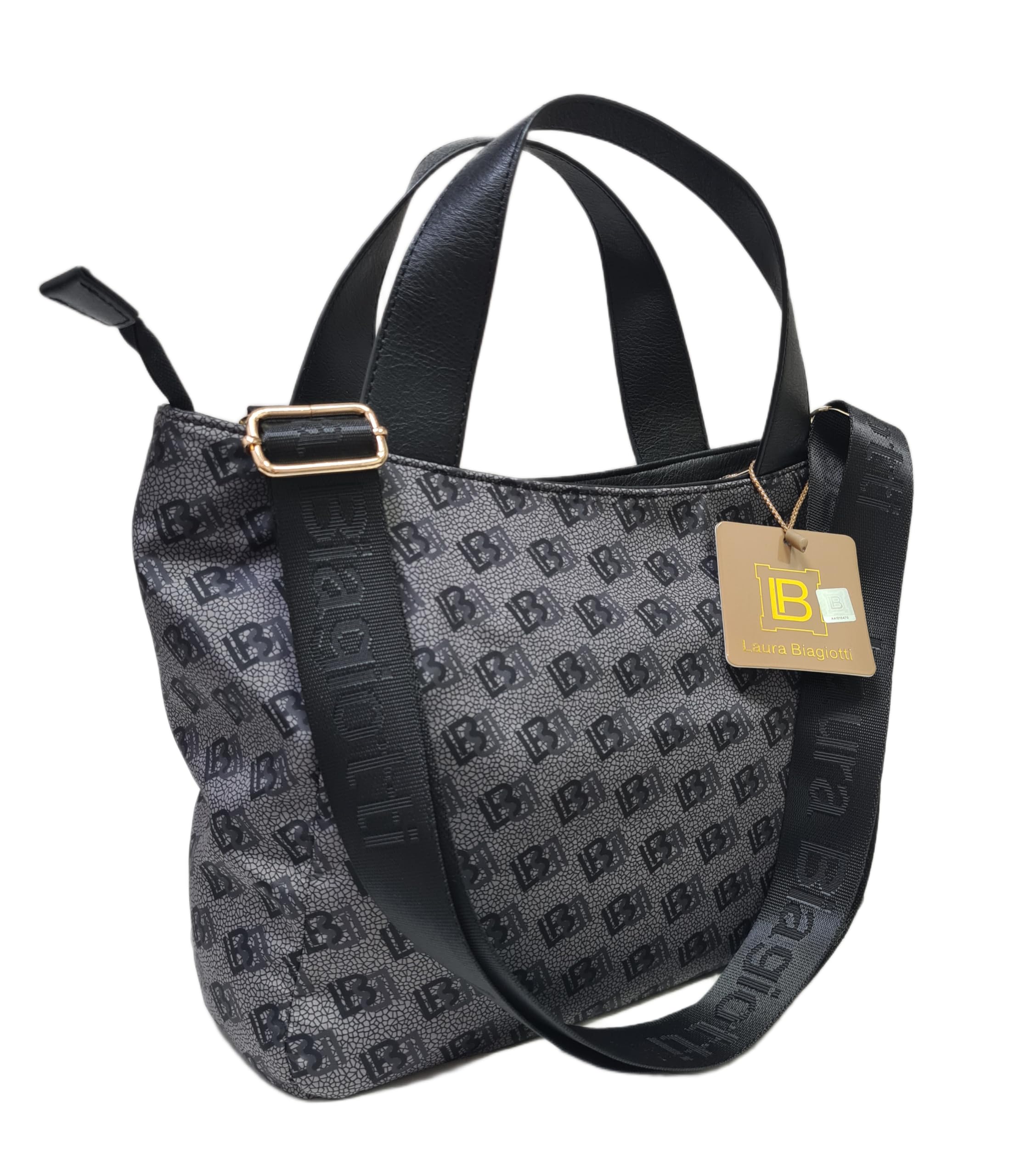 Laura Biagiotti Borsa Donna Linea Iselin, Nylon Trapuntato Impermeabile con Logo LB, Manici in Pelle Sintetica, Tracolla Regolabile Rimovibile, Dimensioni 31x12x24 cm, ART.LB25W-105-4