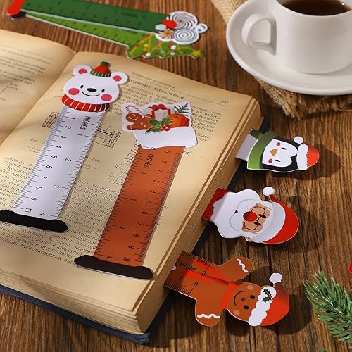 Miniatura 6 de 60 marcapáginas de Navidad para niños, marcapáginas de vacaciones, reglas, temática de Navidad, marcapáginas de personajes de muñeco de nieve, Papá