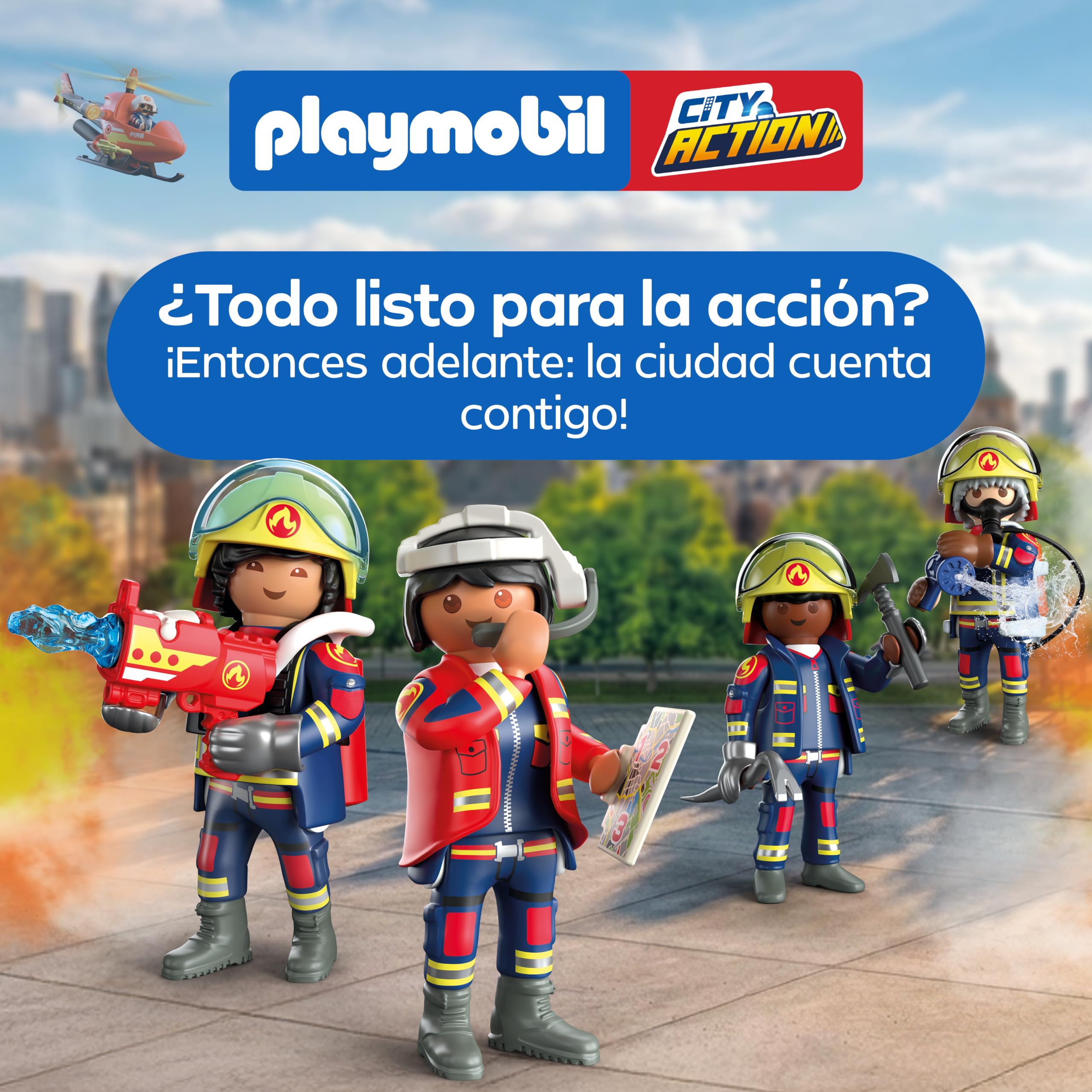 PLAYMOBIL | City Action | Camión de bomberos con escalera | Vehículo de emergencia con escalera de 63 cm, luz y sonido, equipo de rescate y numerosos accesorios | Para niños a partir de 4 años | 72192