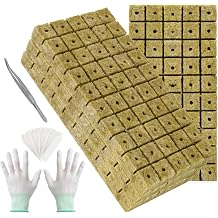 1 Inch Rockwool Cubes, Hydroponic Grow Media for Vigorous Plant Growth4 Sheets, 200 Plugs in Total