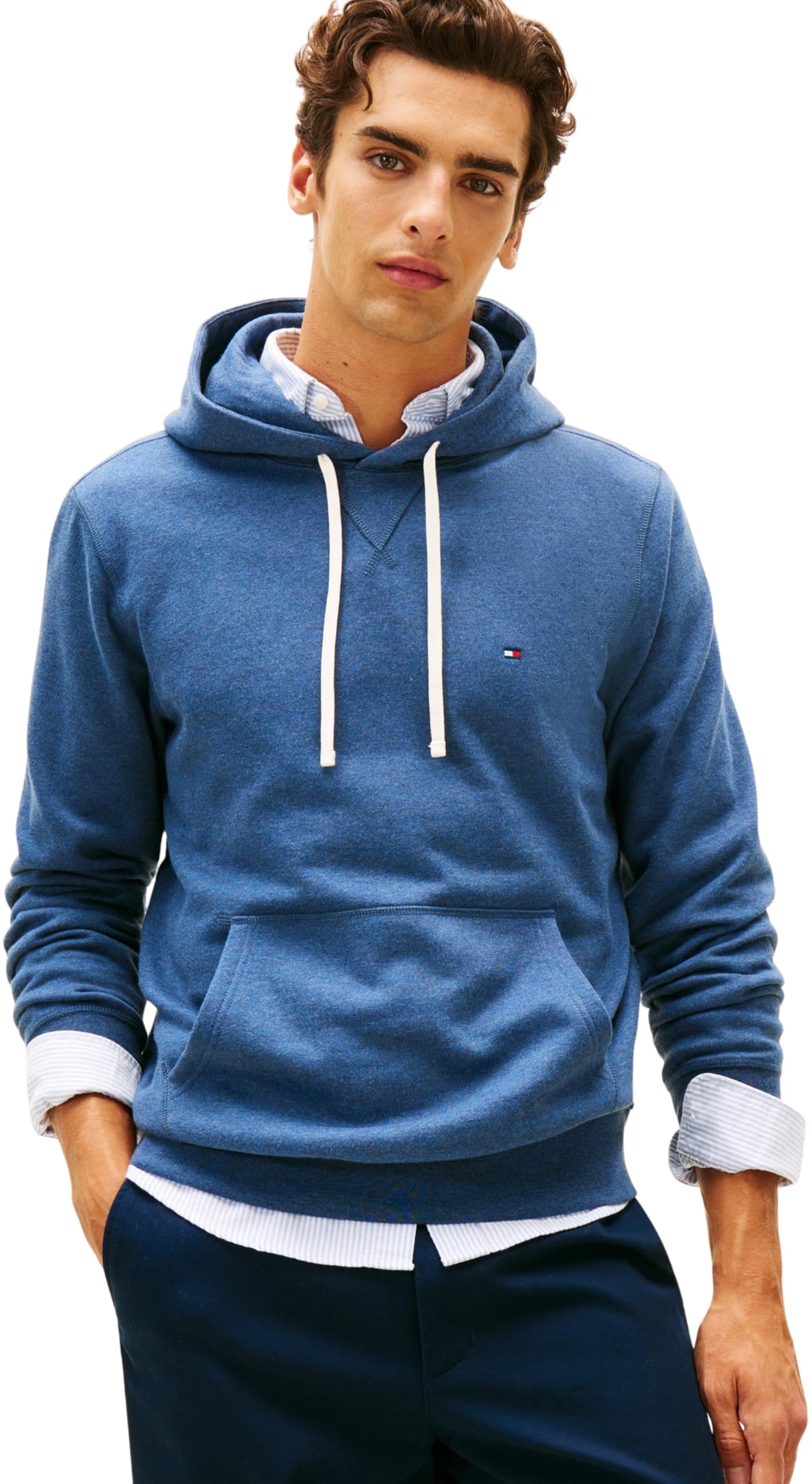 Tommy Hilfiger Men ESS SEASONAL FLEECE HOODY MW0MW39997 Pullover Hoodie, BLUE, S