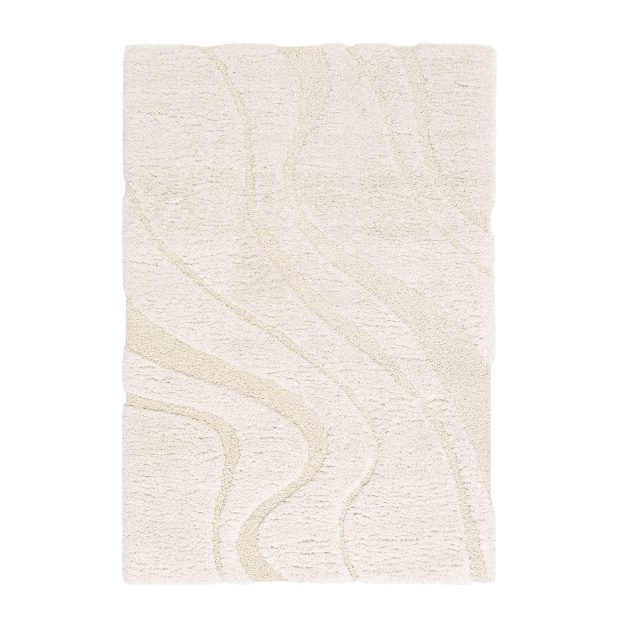 sweeek - Tapis intérieur shaggy motif avec relief crème Amy 160x230cm