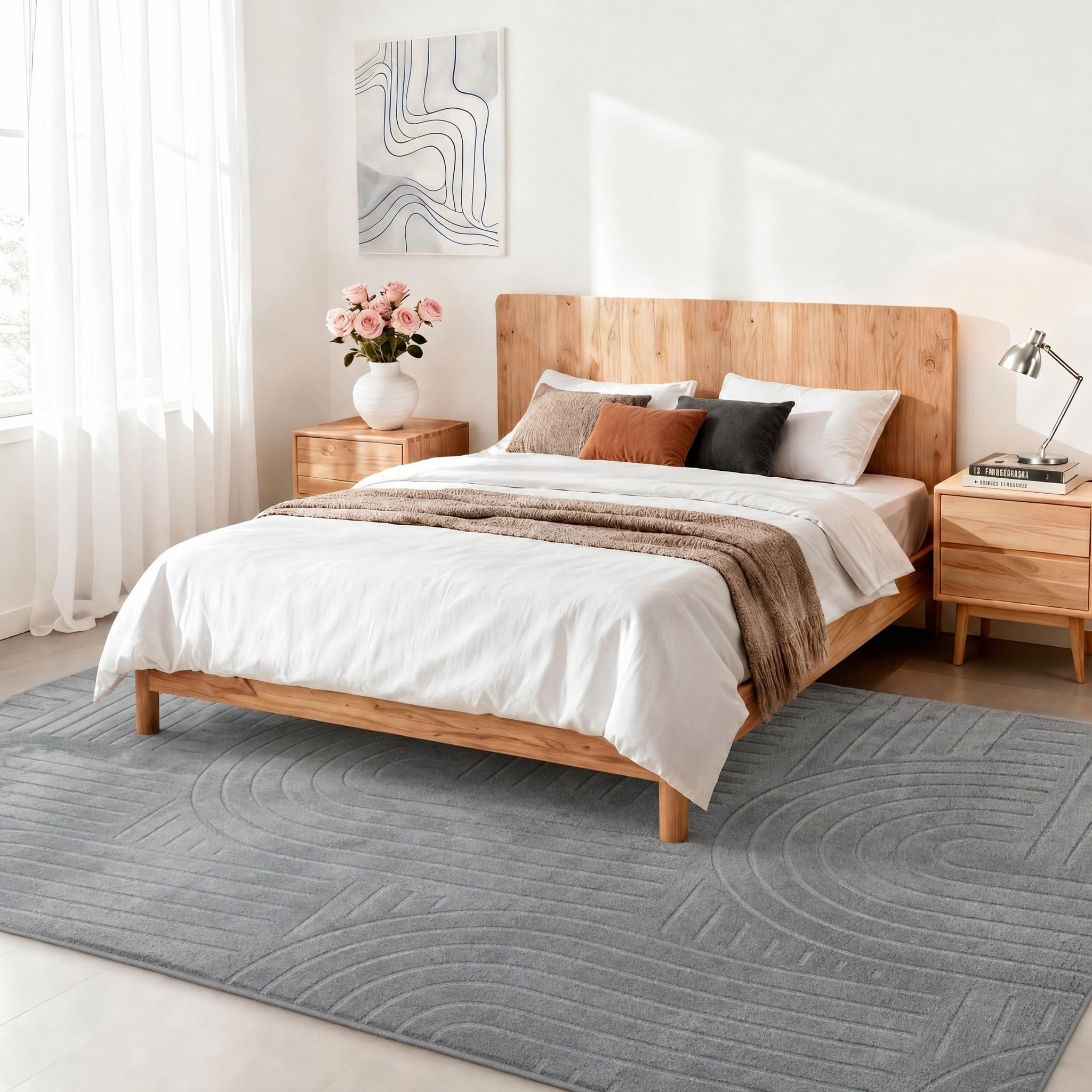 Puremy Alfombra jacquard tridimensional, gris, 140 x 200 cm
