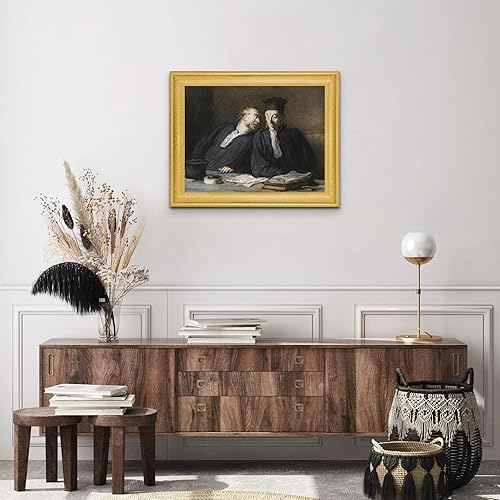 Miniatura 3 de Lost Cabin Two Lawyers Conversing by Honore Daumier  Lienzo en marco biselado dorado  Reproducción de pintura de obras de arte finas  Póster