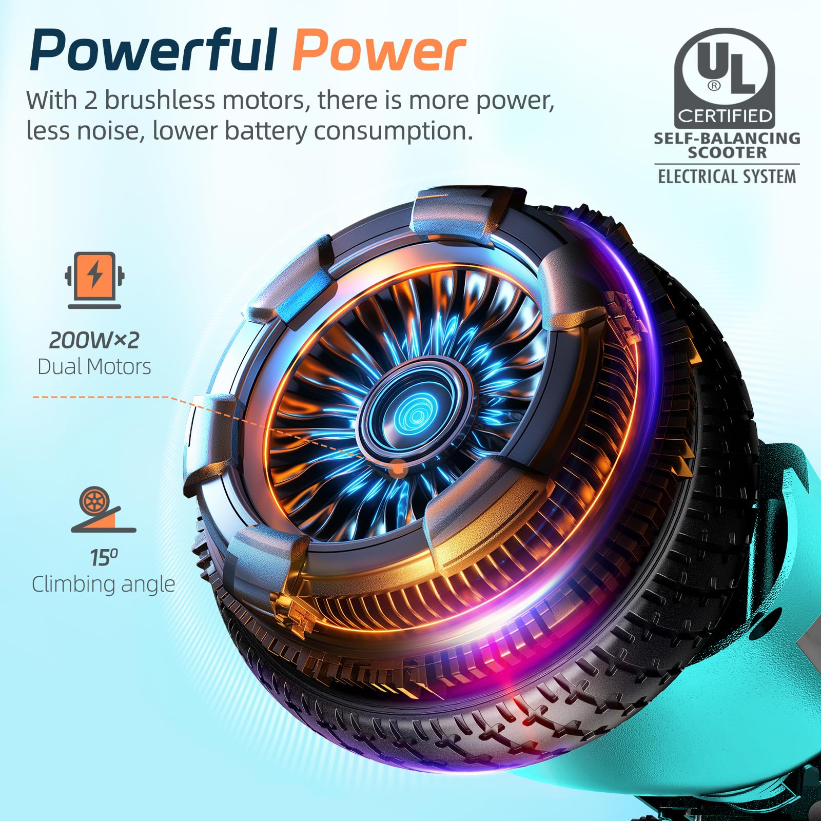 SISIGAD Hoverboard for Kids Ages 6-12, with Built-in Bluetooth Speaker and 6.5" Colorful Lights Wheels, Safety Certified Self Balancing Scooter Gift for Kids