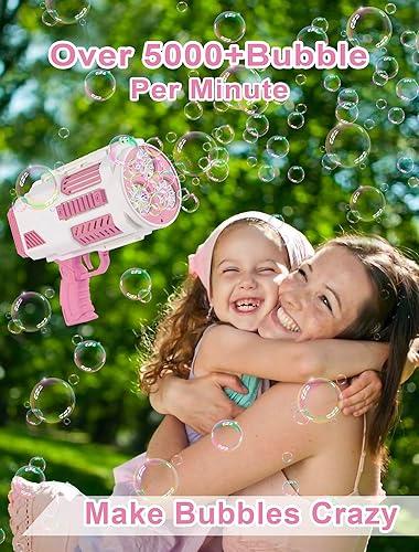 Miniatura 6 de Ametralladora de burbujas mejorada, soplador automático de burbujas, más de 8000 burbujas por minuto para niños y adultos, para interiores y
