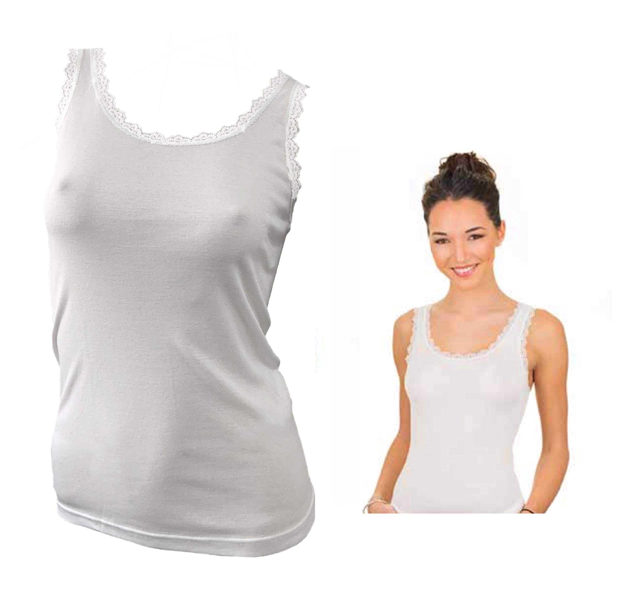 Liabel Canotta Intima Spalla Larga 100% Cotone Supima, Offerta 3-6 Pezzi, Canottiera Intima Donna in Cotone Estremamente Leggero, Top Donna Spalla Larga