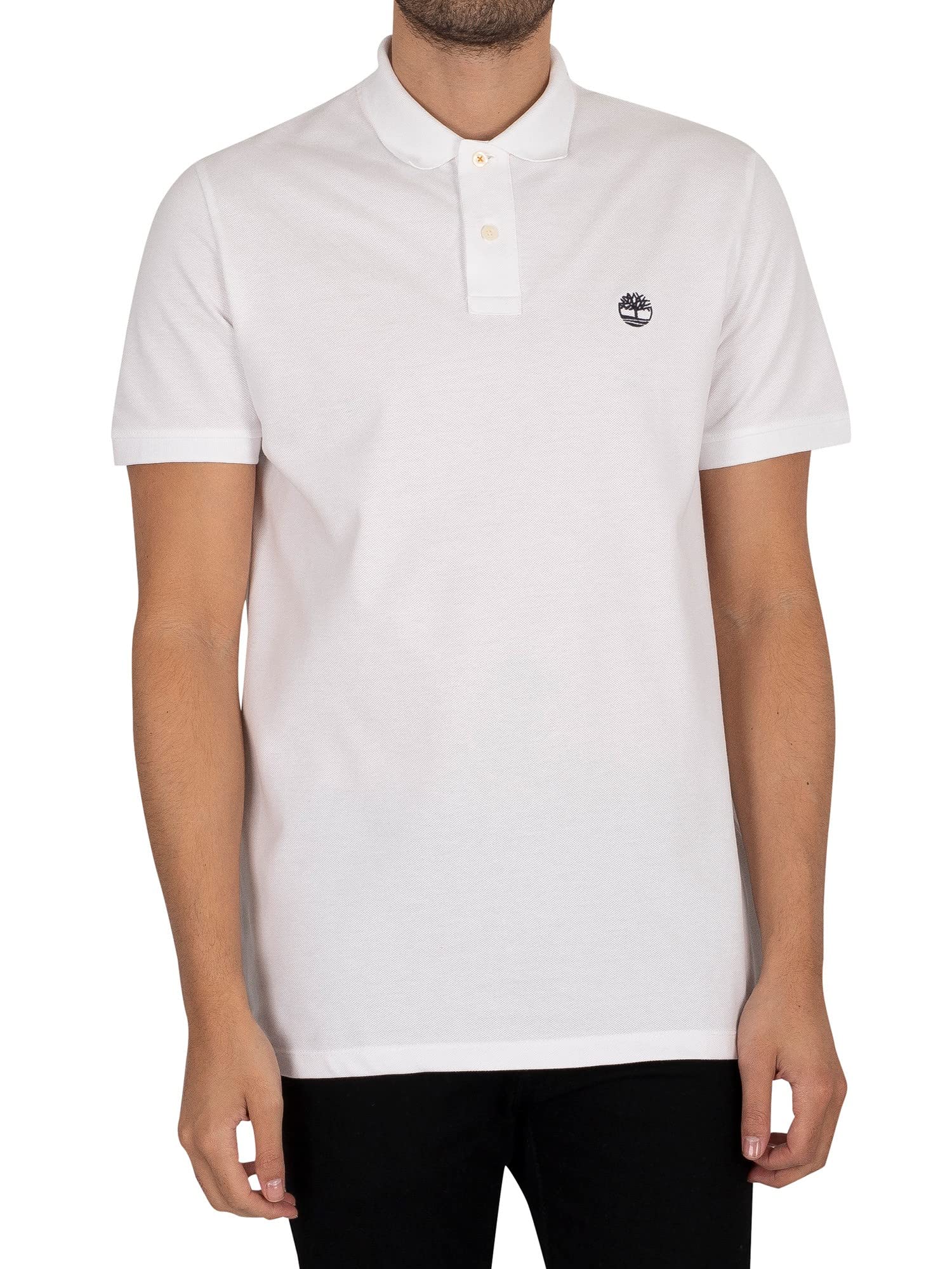 Timberland Men's White Cotton Polo Shirt With Logo - Polo Shirts - M- Tops
