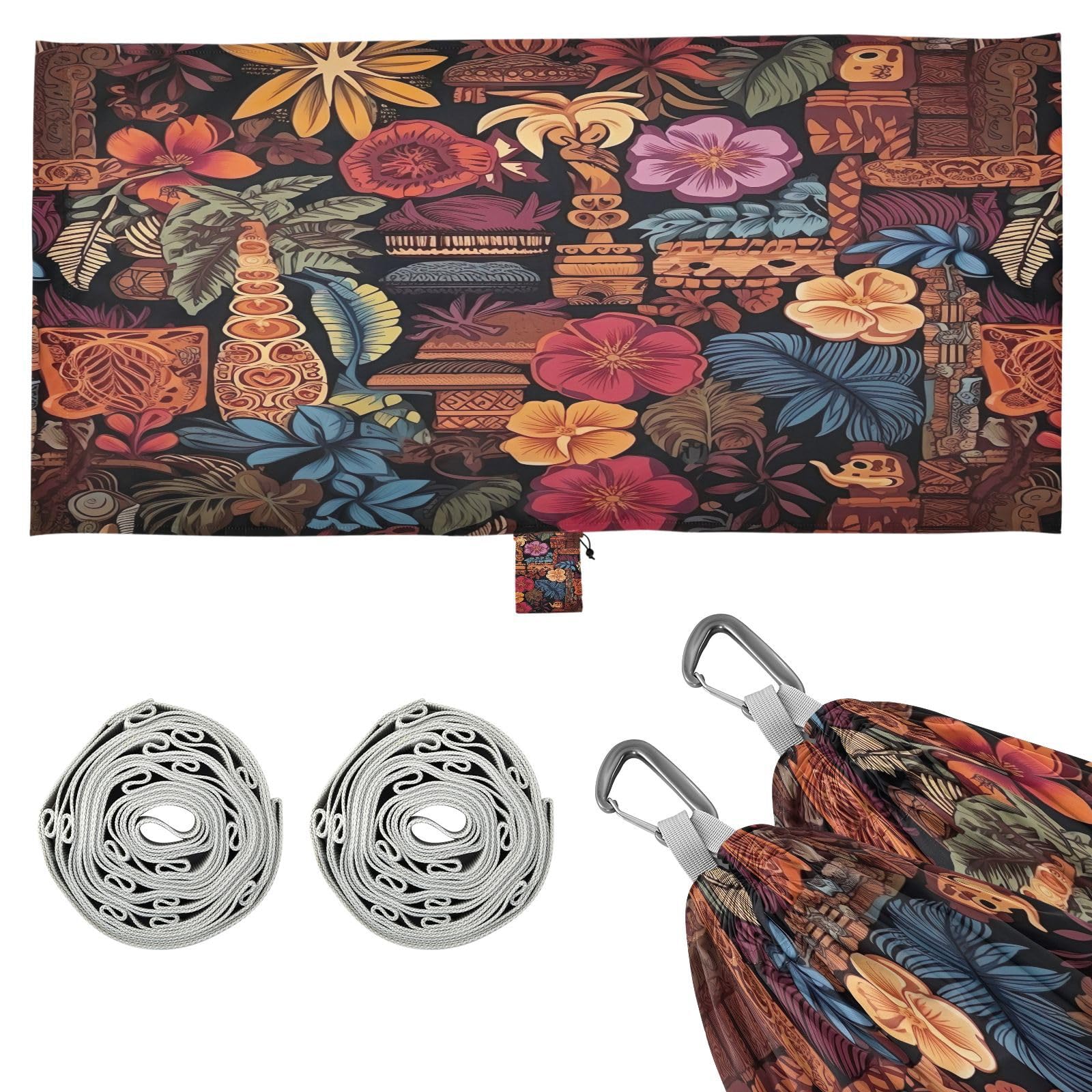 SDMKA Tropical Elements Camping Hammock, 330 lbs with 2 Tree Straps, Carry Bag, Single Portable Hammock for Outdoor/Indoor, Hiking, Beach, Backpacking, Travel