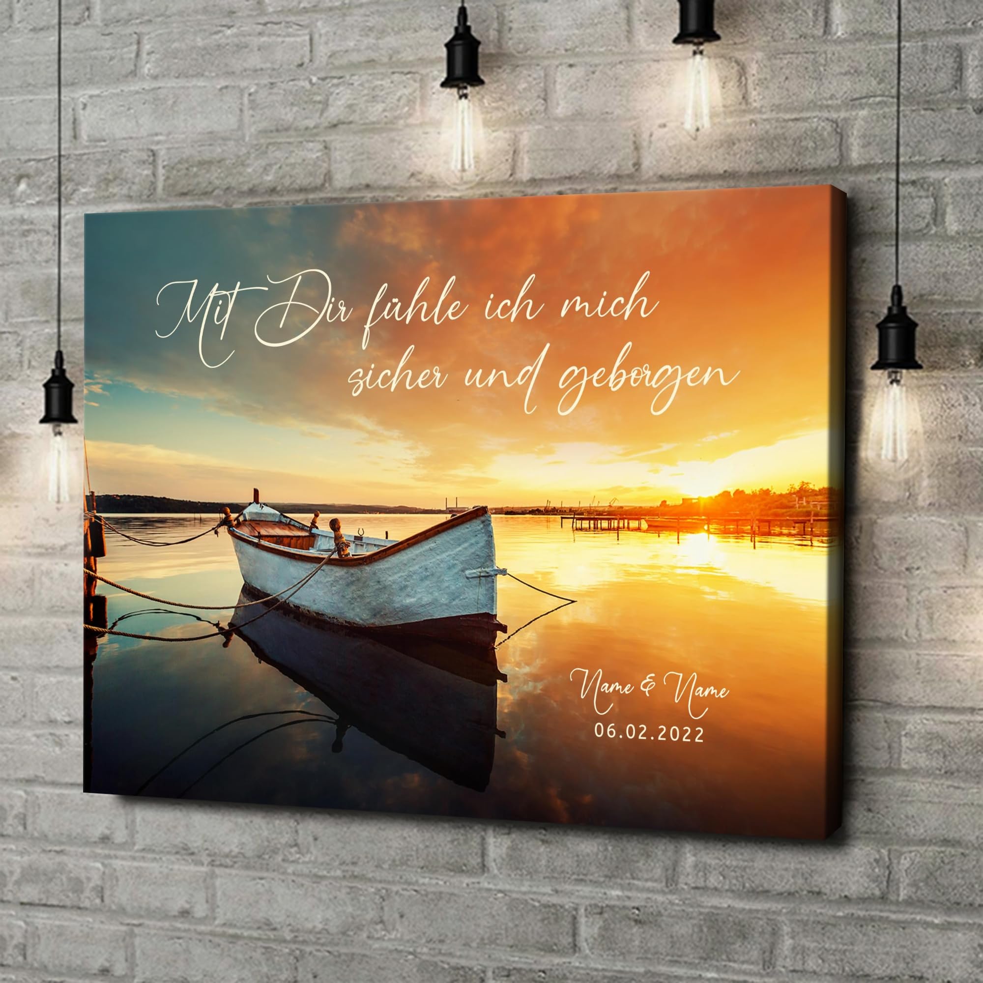 Liebesleinwand Personalisierte Geschenke | Leinwandbild Geschenk für sie und ihn zum Geburtstag, Hochzeitstag, Jahrestag gestalten | Geborgenheit