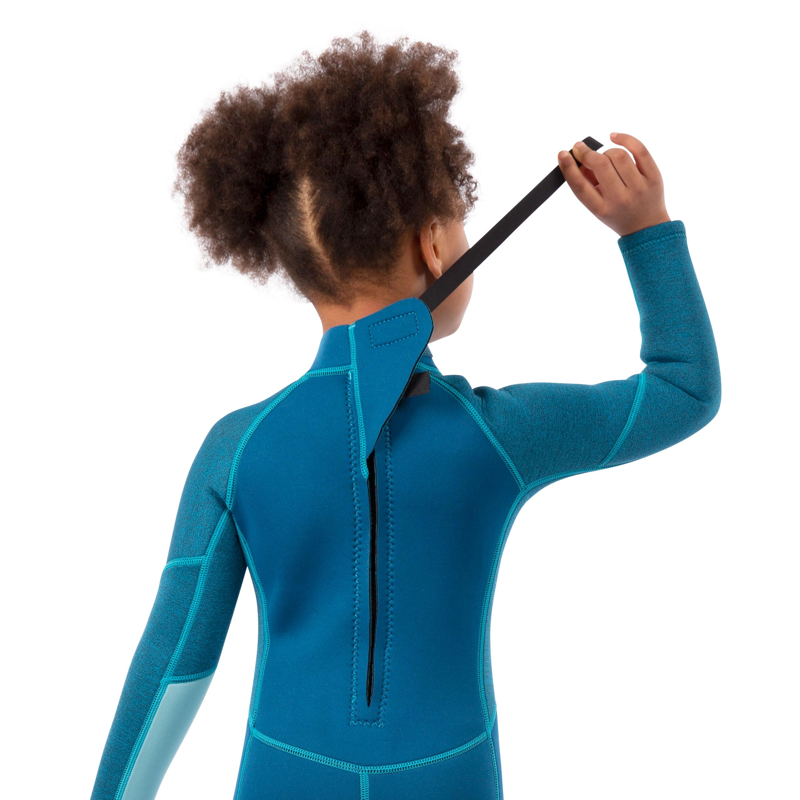Mädchen-Neoprenanzug, 3 mm, volle Länge, ergonomische Passform, interner Schlüsselversteck hinten, Selbst-Reißverschluss, Lillian