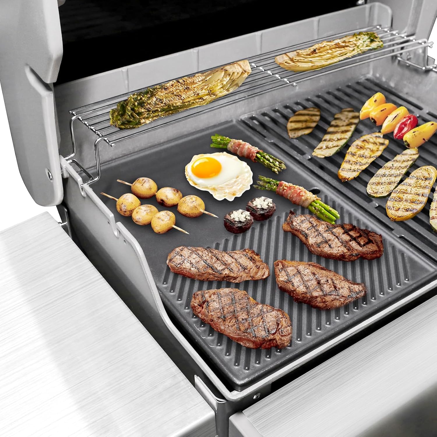 QuliMetal Pieza de repuesto para parrilla de 17.5 pulgadas para parrillas Weber Spirit 300 y GS4 Spirit II 300, Genesis Silver/Gold B & C, Genesis 1000-3500, placa de parrilla reversible de hierro