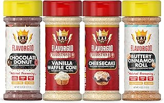Cold Stone Creamery Ice Cream Seasoning Toppers by FlavorGod (4-Pack) - Healthy Dessert Toppers - 0 Calories, 0 Sodium, Kosher - Try with Coffee, Yogurt, Ice Cream, & Fruit - Dessert Lover Combo
