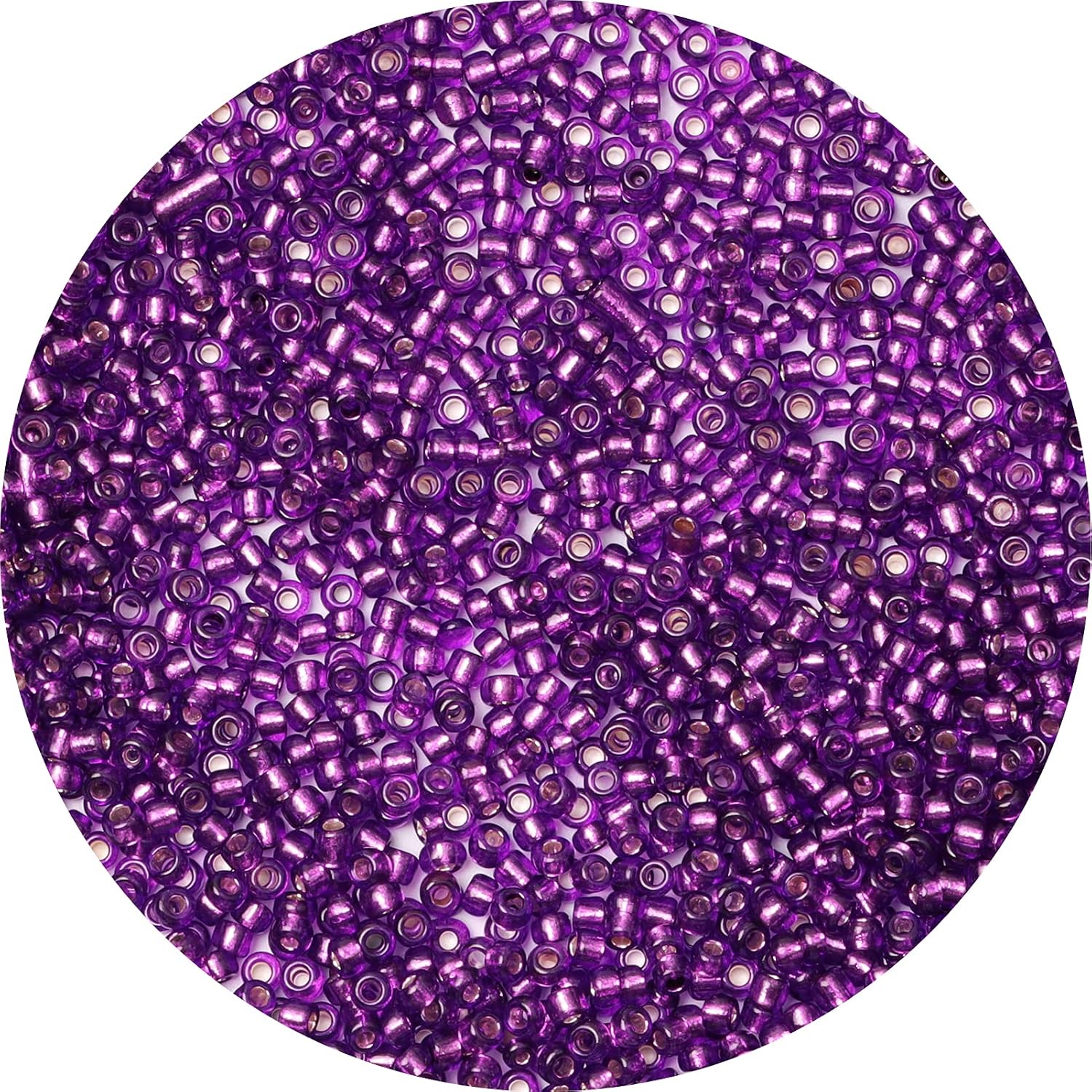 2000pcs Glass Seed Beads Bulk,4mm 6/0 Craft Seed Beads Small Pony Beads for DIY Craft Projects Bracelet Necklace Jewelry Making - Transparent Dark Purple Waist Beads Spacer Beads with Tweezers