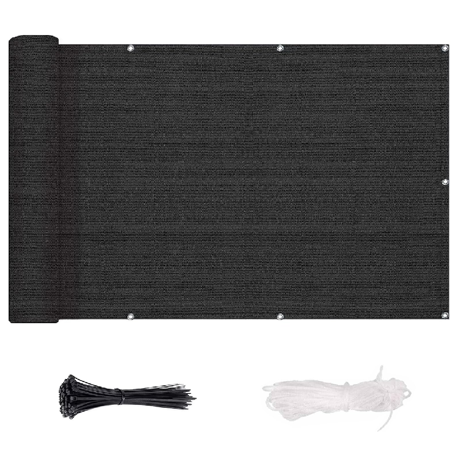 Balkon Sichtschutz Wetterfest 1x8m, Sonnenschutz & Windschutz Balkonsichtschutz Balkonverkleidung Balkonbespannung UV-Schutz mit Ösen Nylon Kabelbinder und Kordel für Balkongeländer