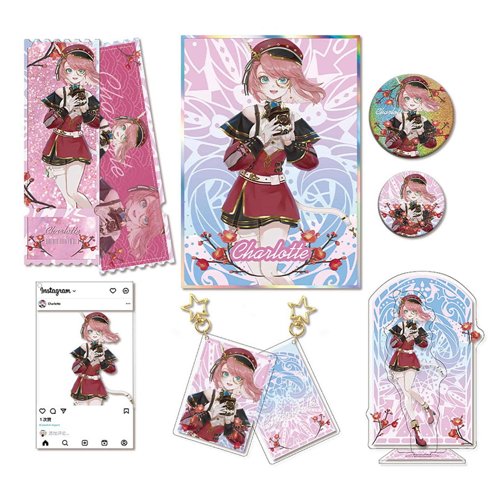 Amazon.co.jp: 原神 シャルロット 福袋 グッズ 7点セット アクリル色紙