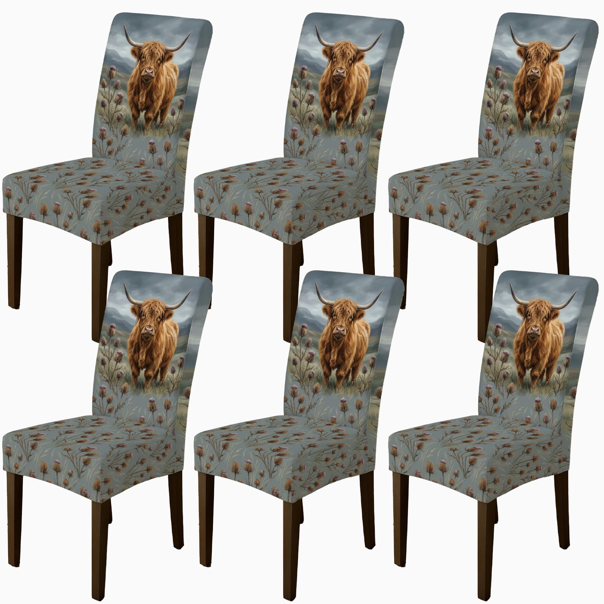 Lot de 6 housses de chaise pour cuisine et banquet, décoration rustique d'automne
