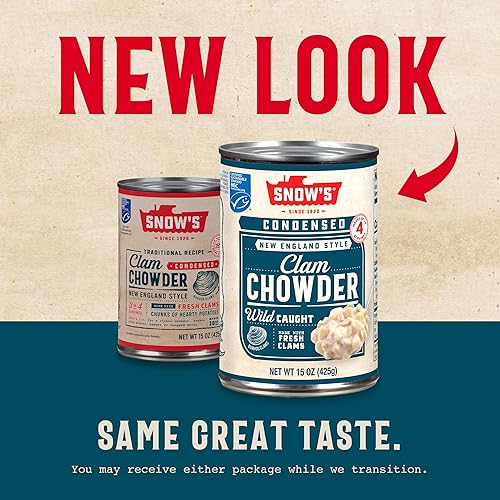 Miniatura 17 de Snow's Manhattan - Sopa de almejas, lata de 15 onzas (paquete de 12) – 0.39 oz de proteína por porción, receta auténtica lista para servir al