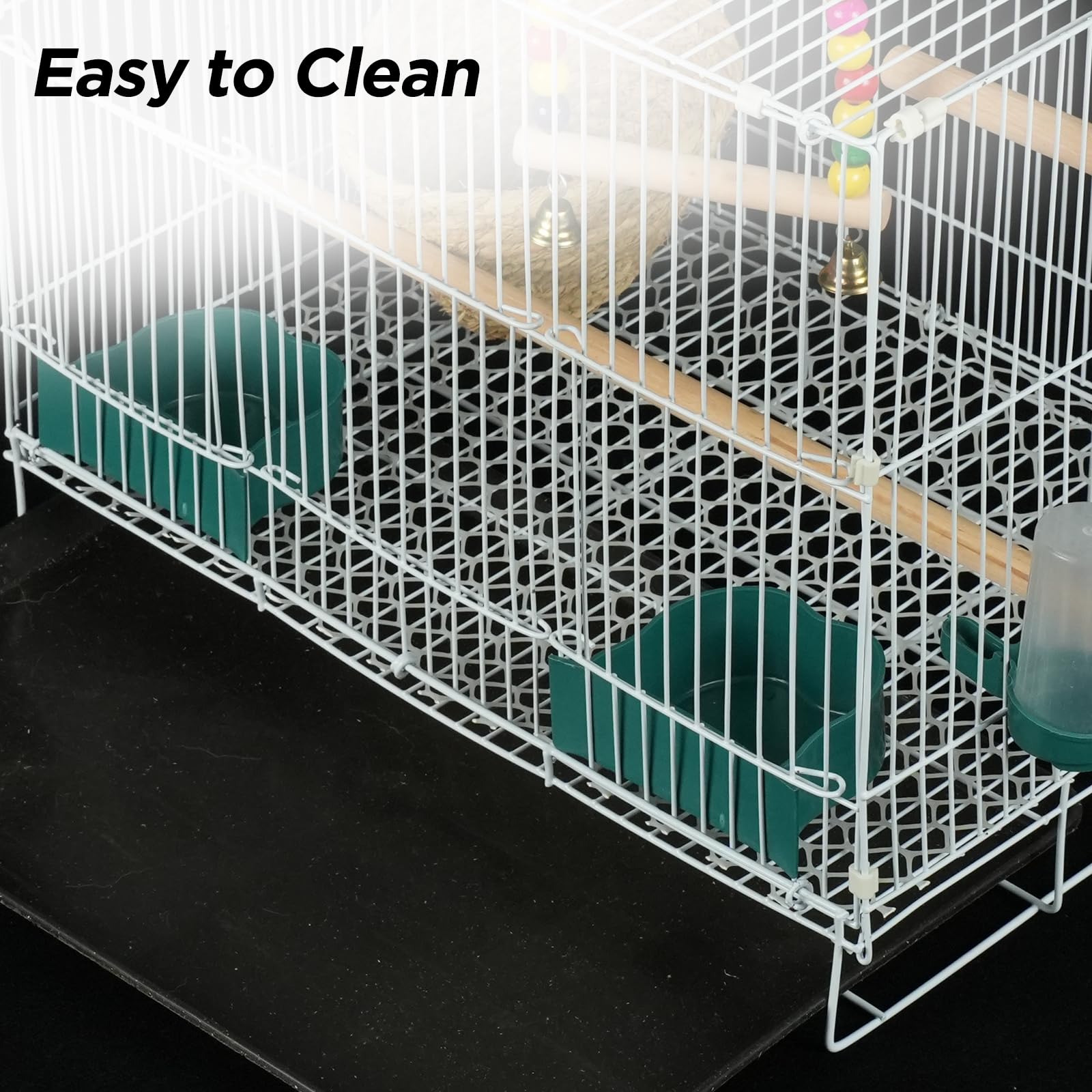 Cage à oiseaux pour calopsittes, perruches, inséparables, canaris, en métal blanc avec support, balançoire et gamelles, petite cage à oiseaux portable