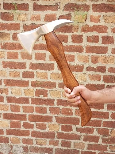 Miniatura 2 de Hacha vikinga de acero inoxidable forjado hecho a mano, hacha con funda de cuero, hacha de lanzamiento, hacha de campamento, mango de madera maciza