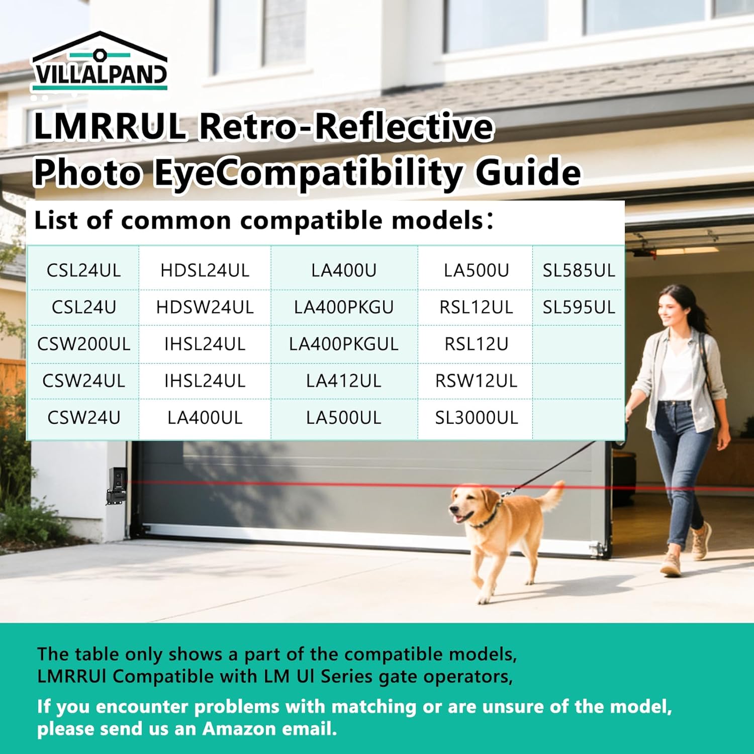 for LiftMaster LMRRUL Retro-Reflective Photo Eye and Reflector,Compatible with LiftMaster U/UL Series Gate Operators, for Model CSL24UL,CSW200UL, CSW24UL, LA400UL, LA412UL, LA500UL, RSL12UL,SL3000UL