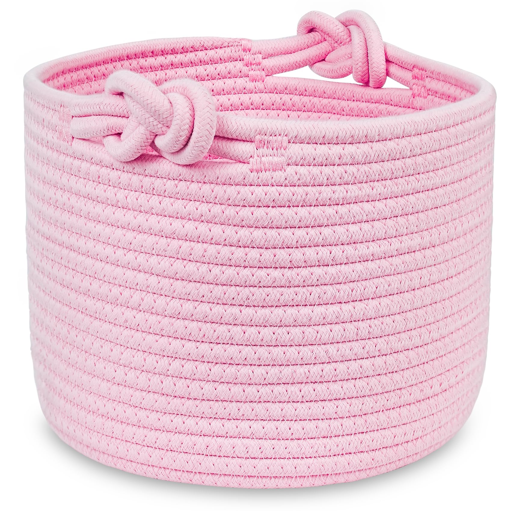 ABenkle Small Woven Basket, Cotton Rope Shelf Storage Basket, Small Round Basket, Cute Basket, Decorative Round Bin for Nursery Bedroom Bathroom, 9.4"