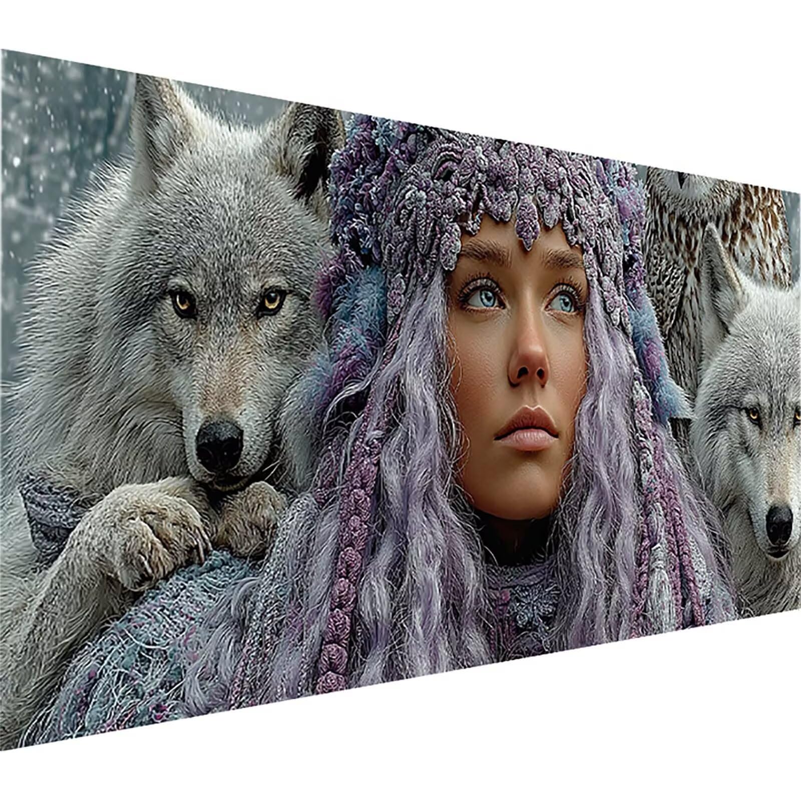 Wolf Dipingere con i Numeri Adulti, Donna Fai Da Te Dipingere con i Numeri, Paint by Numbers Kit con Pennelli e Vernice Acrilica, Hobby Creativi Adulti, Regalo, Decorazioni Parete, 160x70cm M-7717