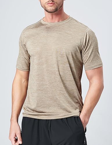 Vista 4 de Paquete de 5 camisetas de manga corta, con cuello redondo y de secado rápido para hombre, camisetas deportivas para correr, entrenar o ir al gimnasio