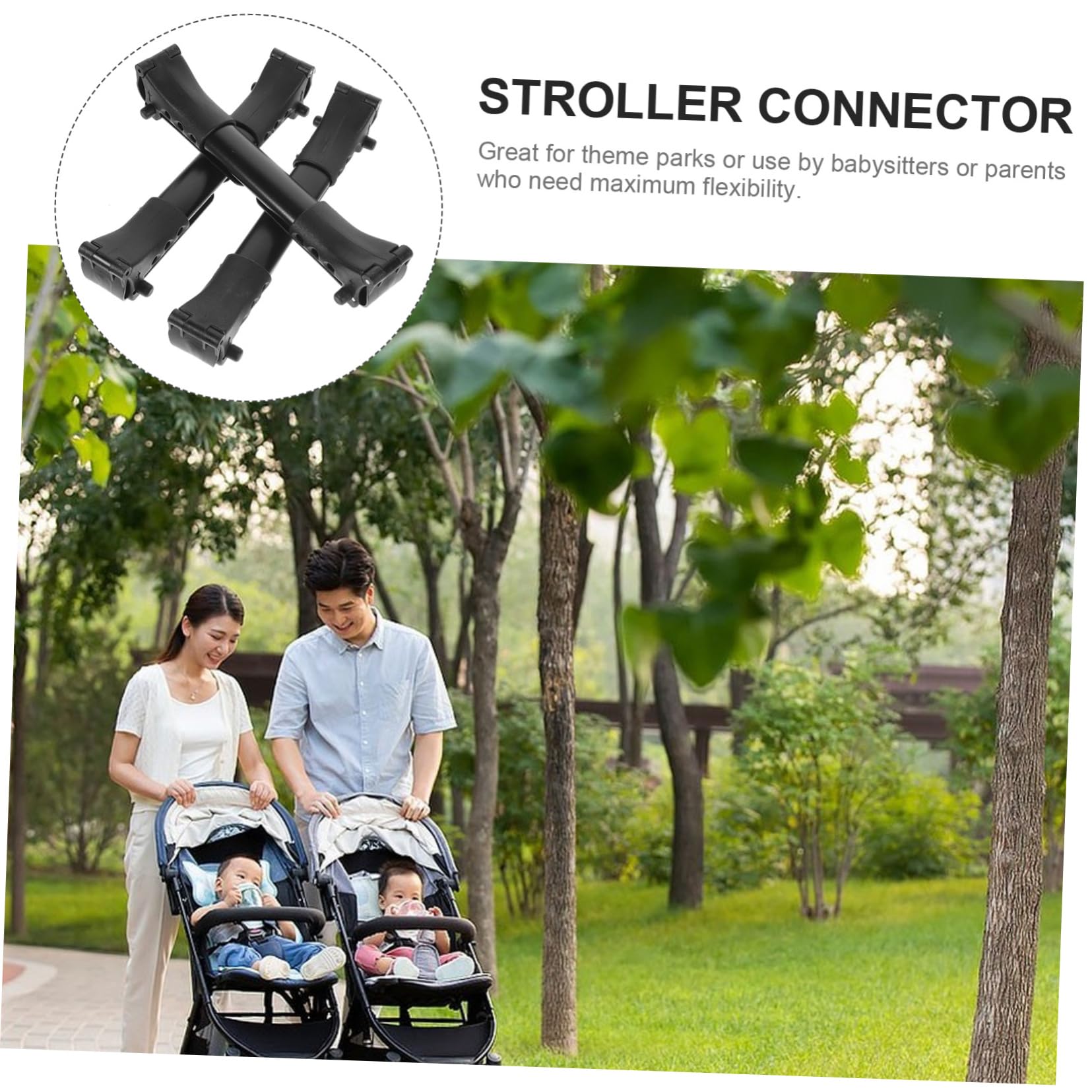 Connettore per Passeggino Gemellare 3 Pezzi, Alluminio Nero