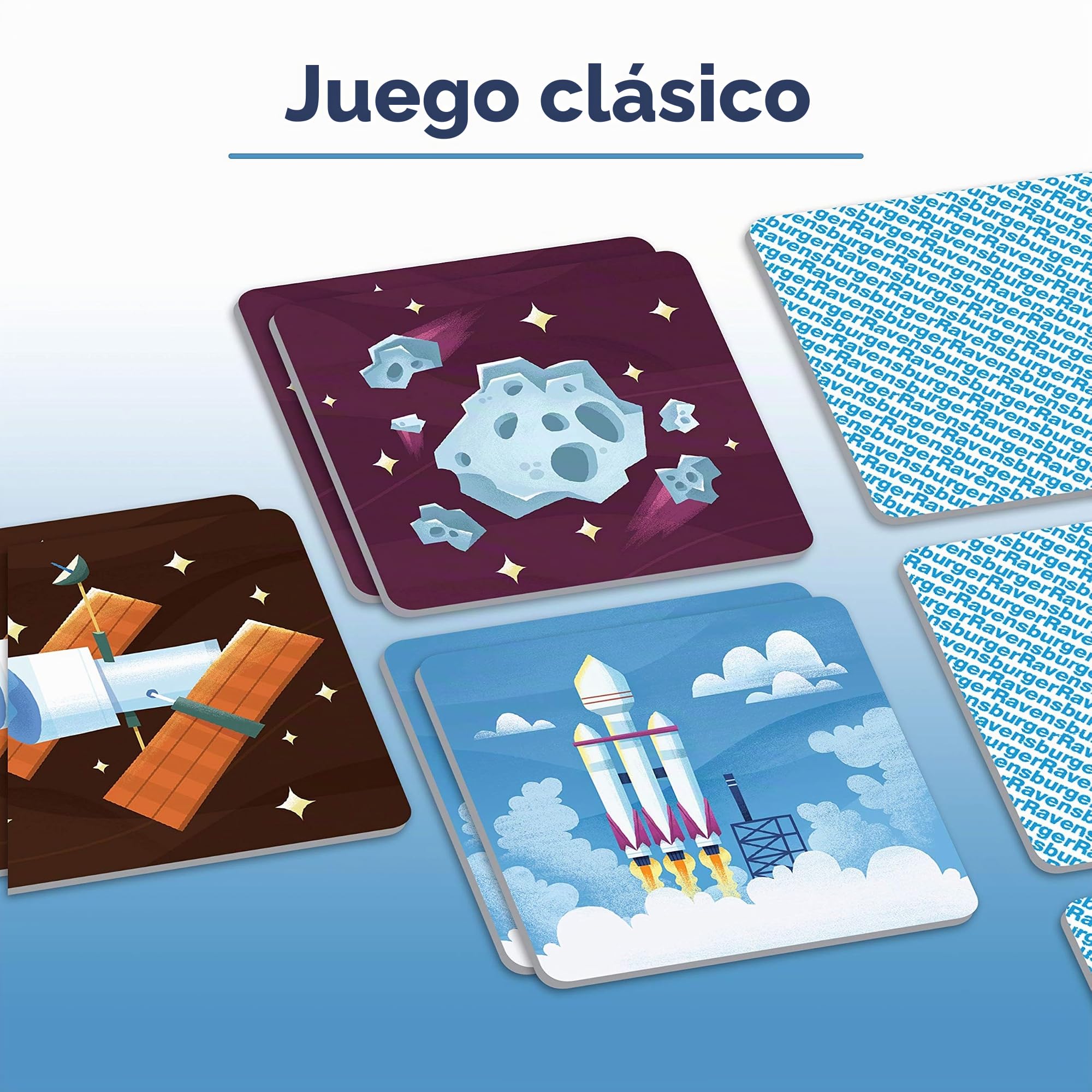 Ravensburger Grand Memory – Juego de pares y memoria – 48 cartas – Adultos y niños a partir de 3 años – 20424 – Juego Educativo – Grand Memory – Tema: Espacio