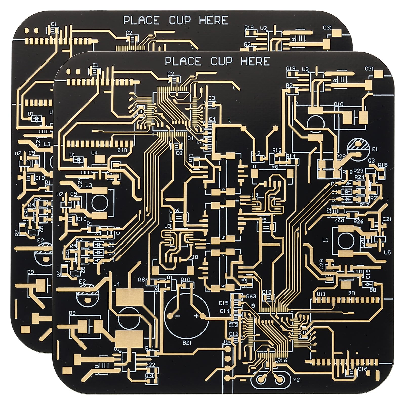 PATIKIL 2pcs Coasters, PCB Coasters Circuit Board Coasters FR-4 Drink Bar Coasters for Drinks Coffee Table Bar Gifts Boy-Friend Men, Black