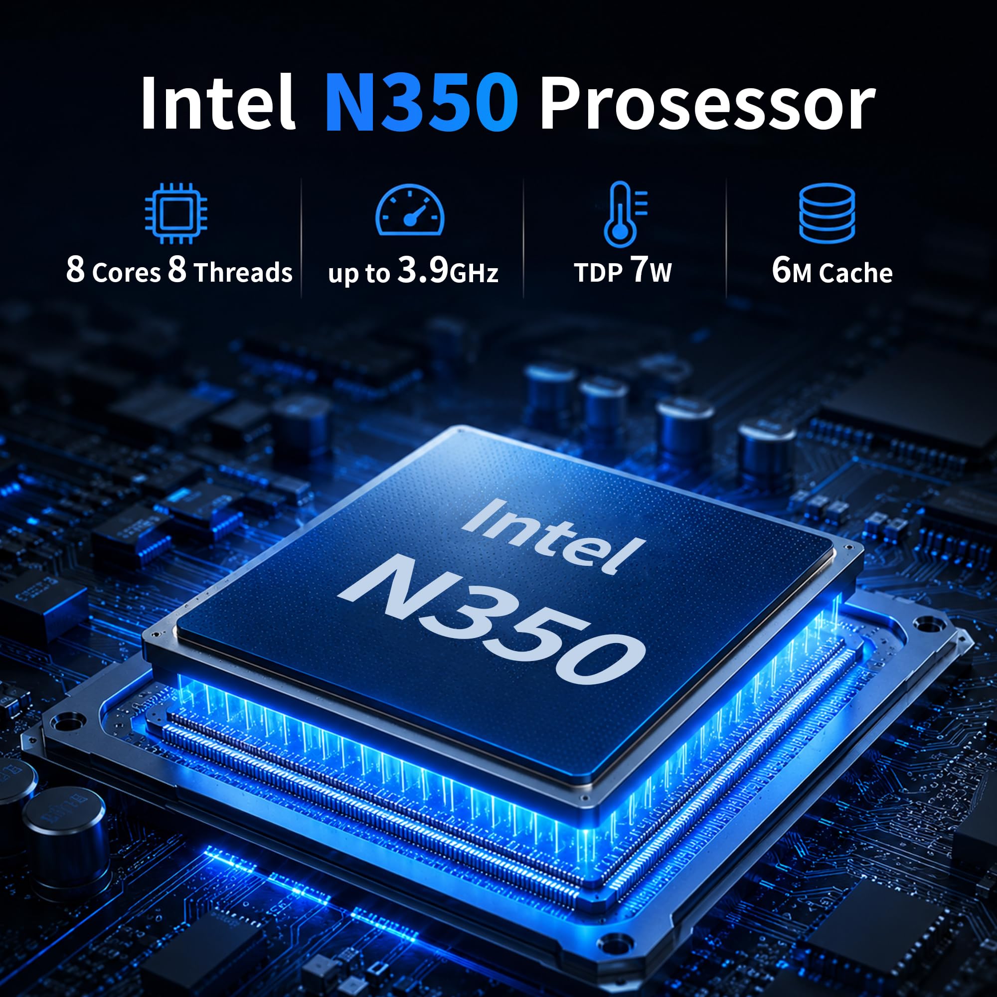 Mini PC Twin Lake N350 Processor (8 Cores 8 Threads, fino a 3,9 GHz), 1 x DDR5 Barebone No RAM No SSD, 2 x i226V 2,5GbE LAN Micro Desktop Computer for Home Office, 4K UHD Triple Display