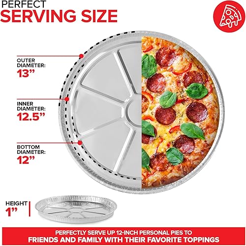 Miniatura 4 de Stock Your Home Paquete de 25 sartenes de aluminio para pizza de 12 pulgadas, desechables, redondas, para pizzas personales individuales, lata de