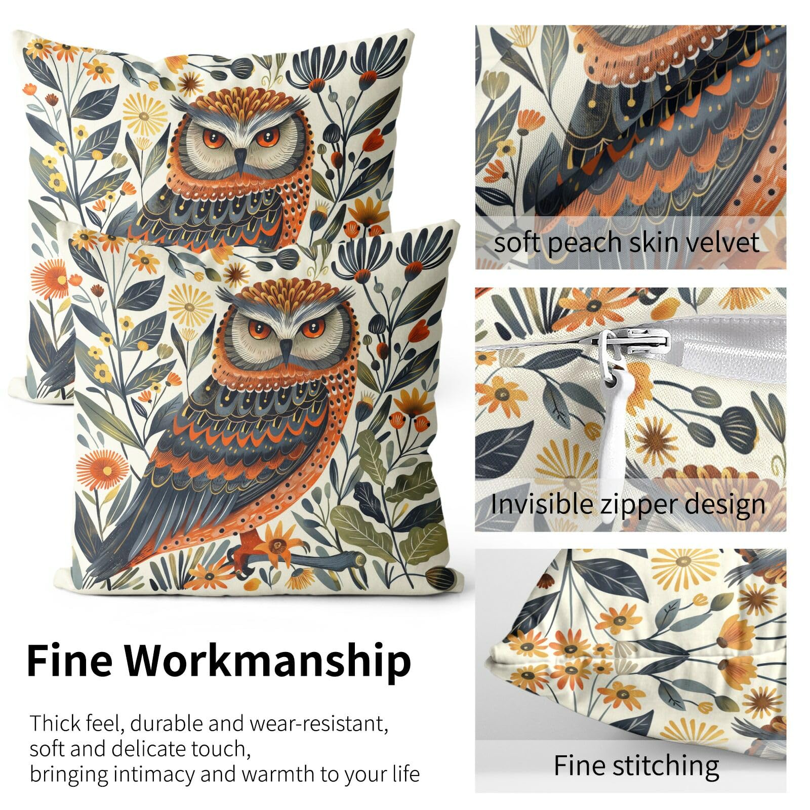 SUNFYCN William Morris Kissenbezug – Vintage-Blumenmuster, Fuchs-Design, 45x45 Cm, Flanell